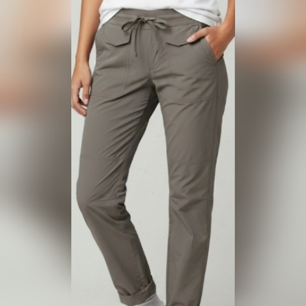 WindRiver Women’s Grey Nylon Stretch Joggers Cuffed Hem Drawstring Waist Size 4